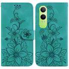 For OPPO K12x Lily Embossed Leather Phone Case(Green) - 1