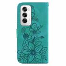 For OPPO Reno12 5G Global Lily Embossed Leather Phone Case(Green) - 3