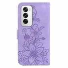 For OPPO Reno12 5G Global Lily Embossed Leather Phone Case(Purple) - 3