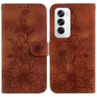 For OPPO Reno12 5G Global Lily Embossed Leather Phone Case(Brown) - 1