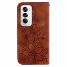 For OPPO Reno12 5G Global Lily Embossed Leather Phone Case(Brown) - 3