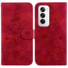 For OPPO Reno12 5G Global Lily Embossed Leather Phone Case(Red) - 1