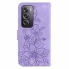 For OPPO Reno12 Pro 5G Global Lily Embossed Leather Phone Case(Purple) - 3