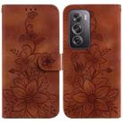 For OPPO Reno12 Pro 5G Global Lily Embossed Leather Phone Case(Brown) - 1