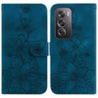 For OPPO Reno12 Pro 5G Global Lily Embossed Leather Phone Case(Dark Blue) - 1