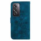 For OPPO Reno12 Pro 5G Global Lily Embossed Leather Phone Case(Dark Blue) - 3