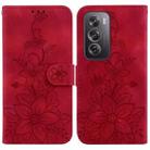 For OPPO Reno12 Pro 5G Global Lily Embossed Leather Phone Case(Red) - 1