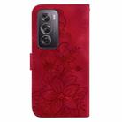 For OPPO Reno12 Pro 5G Global Lily Embossed Leather Phone Case(Red) - 3