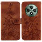 For OPPO Reno12 F 5G Lily Embossed Leather Phone Case(Brown) - 1