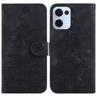 For OPPO Reno13 Global Lily Embossed Leather Phone Case(Black) - 1