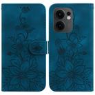 For OPPO Reno13 F 4G / 5G Lily Embossed Leather Phone Case(Dark Blue) - 1