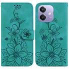 For OPPO A5x 5G / A3 4G / 5G / A3x 4G / 5G Lily Embossed Leather Phone Case(Green) - 1