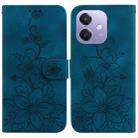 For OPPO A5x 5G / A3 4G / 5G / A3x 4G / 5G Lily Embossed Leather Phone Case(Dark Blue) - 1