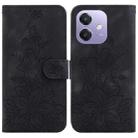 For OPPO A5x 5G / A3 4G / 5G / A3x 4G / 5G Lily Embossed Leather Phone Case(Black) - 1