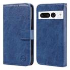 For Google Pixel 7 Pro Skin Feeling Oil Leather Texture PU + TPU Phone Case(Dark Blue) - 1