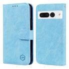 For Google Pixel 7 Pro Skin Feeling Oil Leather Texture PU + TPU Phone Case(Light Blue) - 1