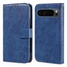 For Google Pixel 9 Skin Feeling Oil Leather Texture PU + TPU Phone Case(Dark Blue) - 1