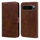 For Google Pixel 9 Pro Skin Feeling Oil Leather Texture PU + TPU Phone Case(Brown) - 1