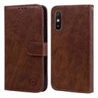 For Xiaomi Redmi 9A Skin Feeling Oil Leather Texture PU + TPU Phone Case(Brown) - 1