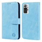 For Xiaomi Redmi Note 10 Pro Skin Feeling Oil Leather Texture PU + TPU Phone Case(Light Blue) - 1
