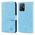 For Xiaomi 11T Pro Skin Feeling Oil Leather Texture PU + TPU Phone Case(Light Blue) - 1