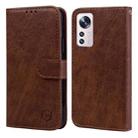 For Xiaomi 12 Pro Skin Feeling Oil Leather Texture PU + TPU Phone Case(Brown) - 1