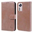 For Xiaomi 12 Pro Skin Feeling Oil Leather Texture PU + TPU Phone Case(Champagne) - 1