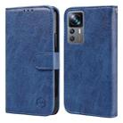 For Xiaomi 12T Pro Skin Feeling Oil Leather Texture PU + TPU Phone Case(Dark Blue) - 1