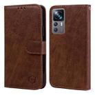 For Xiaomi 12T Pro Skin Feeling Oil Leather Texture PU + TPU Phone Case(Brown) - 1