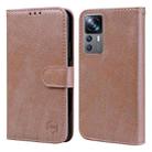 For Xiaomi 12T Pro Skin Feeling Oil Leather Texture PU + TPU Phone Case(Champagne) - 1