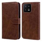 For Xiaomi 13 Skin Feeling Oil Leather Texture PU + TPU Phone Case(Brown) - 1