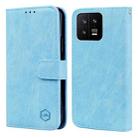 For Xiaomi 13 Skin Feeling Oil Leather Texture PU + TPU Phone Case(Light Blue) - 1