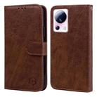 For Xiaomi 13 Lite Skin Feeling Oil Leather Texture PU + TPU Phone Case(Brown) - 1