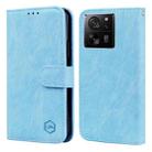 For Xiaomi 13T Pro Skin Feeling Oil Leather Texture PU + TPU Phone Case(Light Blue) - 1