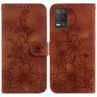 For Realme 8 5G Global / V13 5G Lily Embossed Leather Phone Case(Brown) - 1