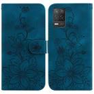 For Realme 8 5G Global / V13 5G Lily Embossed Leather Phone Case(Dark Blue) - 1