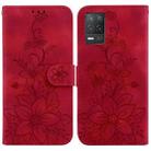 For Realme 8 5G Global / V13 5G Lily Embossed Leather Phone Case(Red) - 1