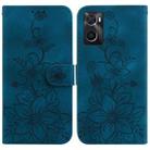 For Realme 9i / A76 4G / A36 Lily Embossed Leather Phone Case(Dark Blue) - 1
