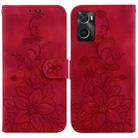 For Realme 9i / A76 4G / A36 Lily Embossed Leather Phone Case(Red) - 1