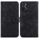 For Realme 9i / A76 4G / A36 Lily Embossed Leather Phone Case(Black) - 1