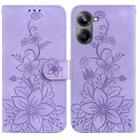 For Realme 10 Pro 5G Lily Embossed Leather Phone Case(Purple) - 1