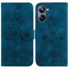 For Realme 10 Pro 5G Lily Embossed Leather Phone Case(Dark Blue) - 1