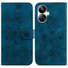 For Realme 10 Pro+ Lily Embossed Leather Phone Case(Dark Blue) - 1