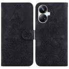For Realme 10 Pro+ Lily Embossed Leather Phone Case(Black) - 1