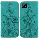 For Realme C20 / C11 2021 Lily Embossed Leather Phone Case(Green) - 1