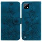 For Realme C20 / C11 2021 Lily Embossed Leather Phone Case(Dark Blue) - 1