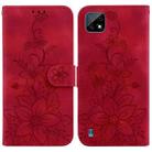 For Realme C20 / C11 2021 Lily Embossed Leather Phone Case(Red) - 1