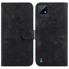 For Realme C20 / C11 2021 Lily Embossed Leather Phone Case(Black) - 1