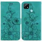 For Realme C21 Lily Embossed Leather Phone Case(Green) - 1