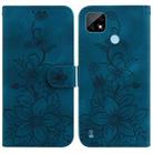 For Realme C21 Lily Embossed Leather Phone Case(Dark Blue) - 1